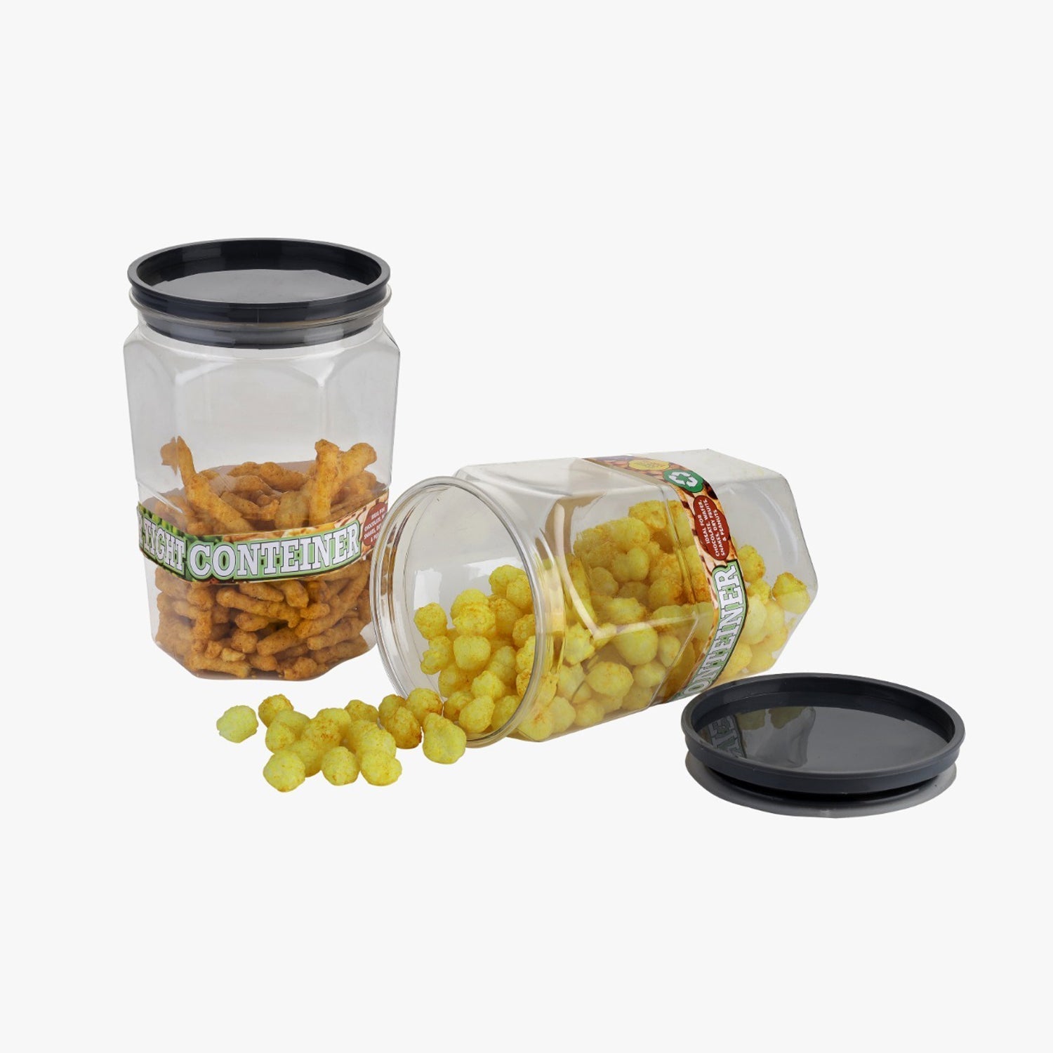 Set of six stackable containers for cereals. Set of six stackable containers for cereals.